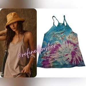Free People Movement Hot Shot Mini Romper size Medium NEW Mocha Tie Dye